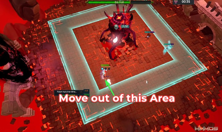 move out of the highlighted areas